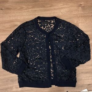Saks Fifth Avenue Black Floral Lace Cardigan